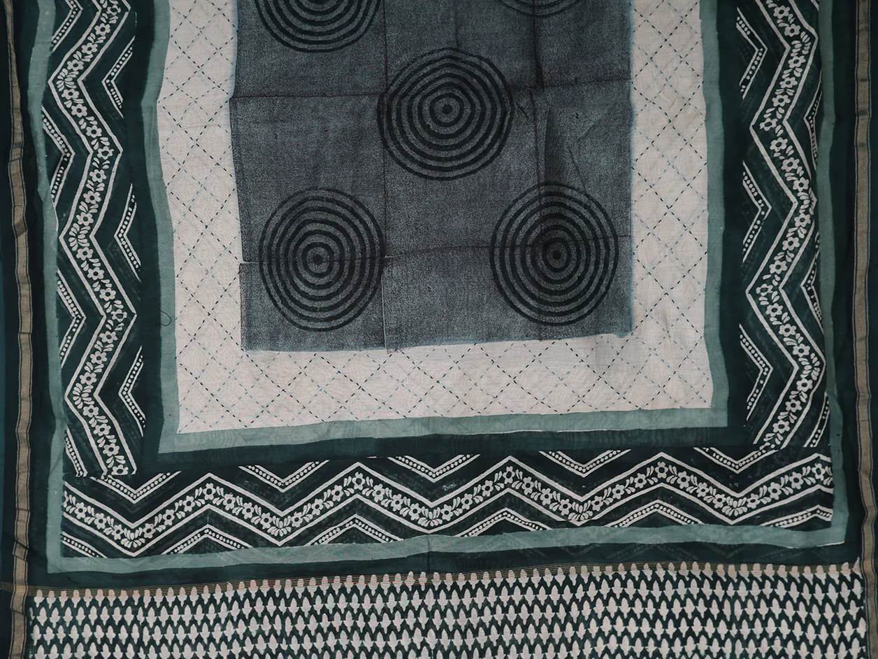 Allover Printed Design Black Chanderi Salwar Material - Image 4