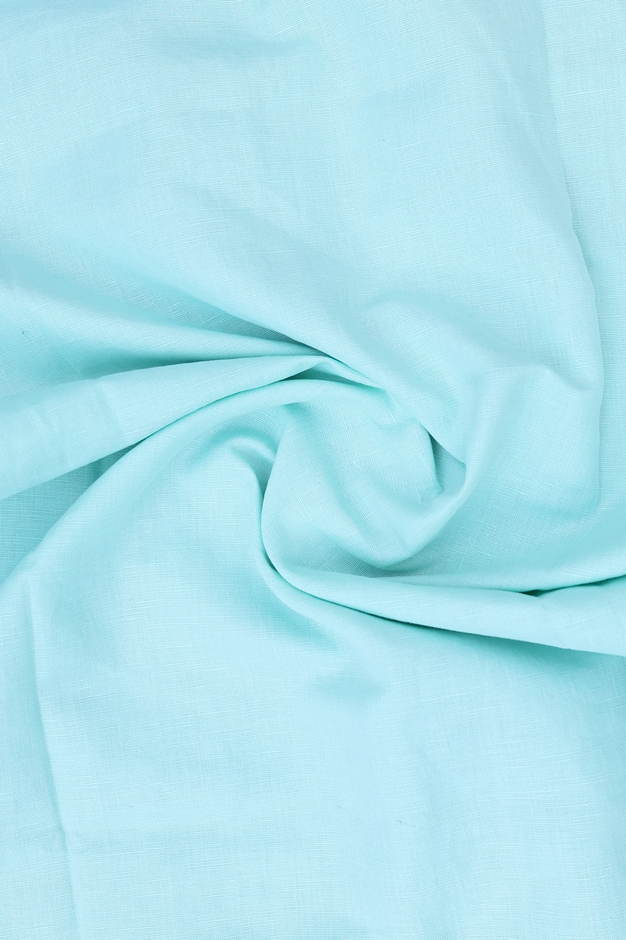 Boat Neck Floral Buttas Mint Blue Linen Long Kurta - Image 3