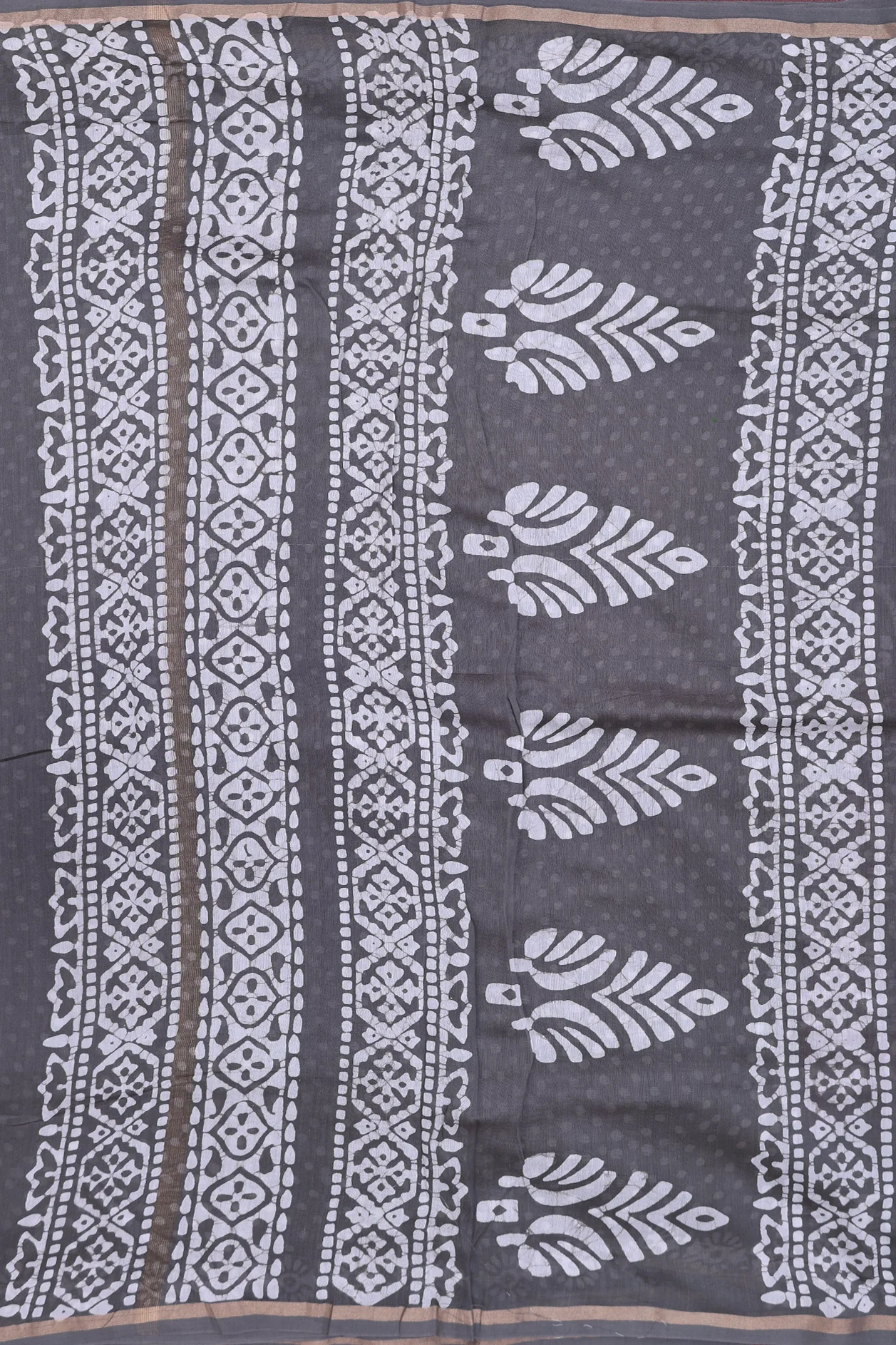 Chanderi Cotton Saree In Coffee Brown With Printed Design - Image 4