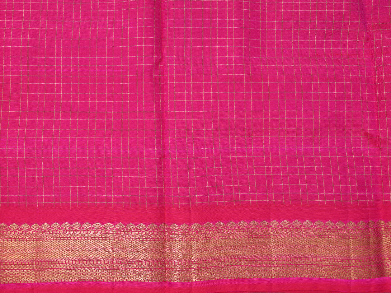 Checks Design Purple Kanchipuram Pavadai Sattai Material - Image 4