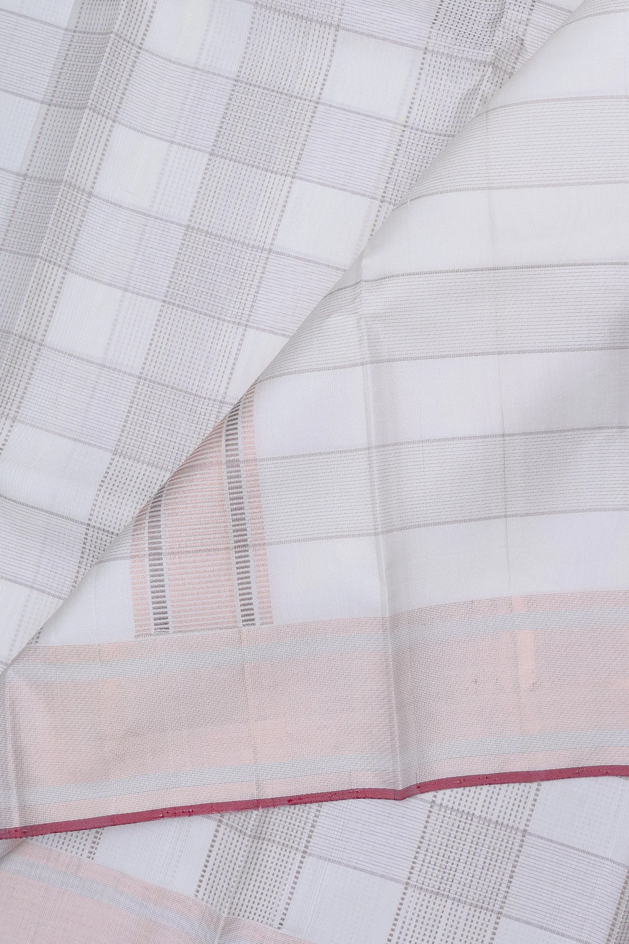 Checks Design White Silk Dhoti With Shirt Material - Image 3