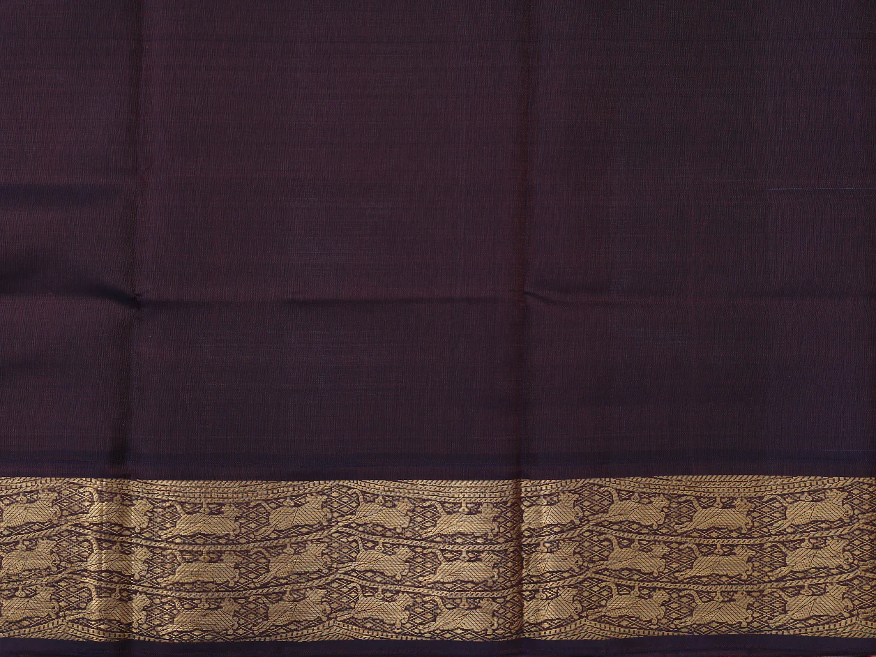 Contrast Border Blue Kanchipuram Pavadai Sattai Material - Image 3