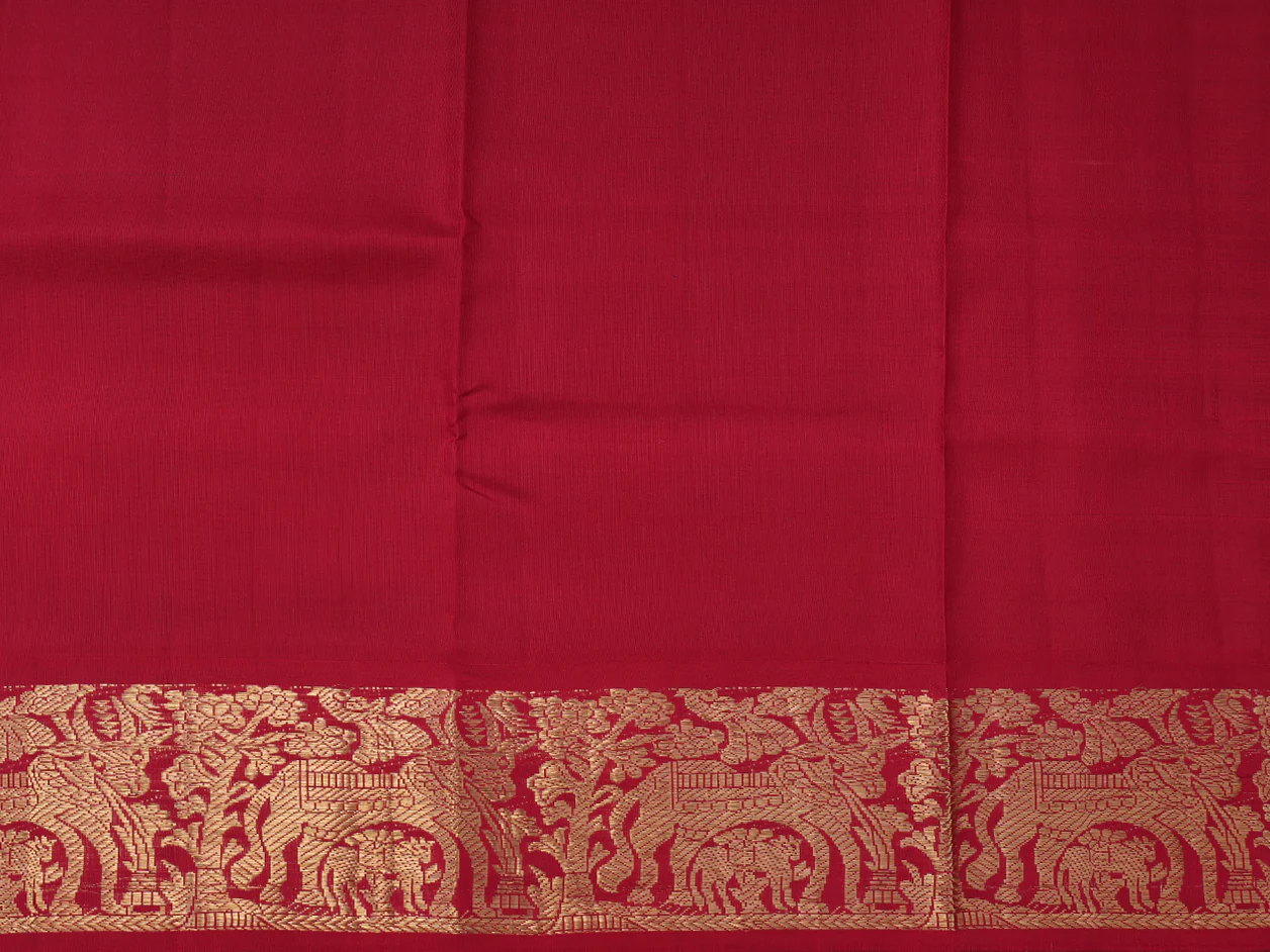 Floral Buttis Pale Green Kanchipuram Pavadai Sattai Material - Image 3