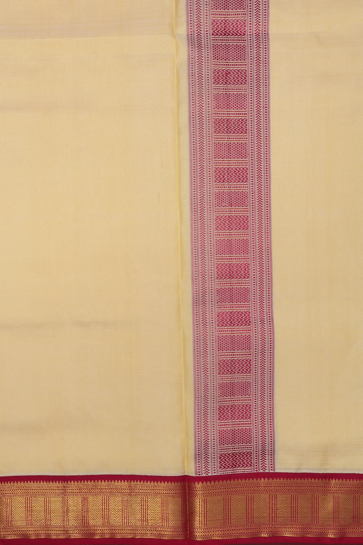 Ganga Jamuna Border Tan Silk Dhoti With Angavastram Set - Image 3