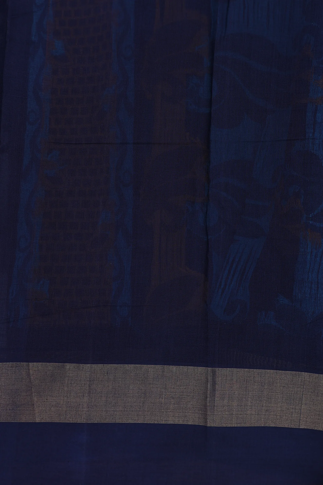 Kanchi Cotton Saree In Deep Sky Blue With Threadwork Motifs - Image 5