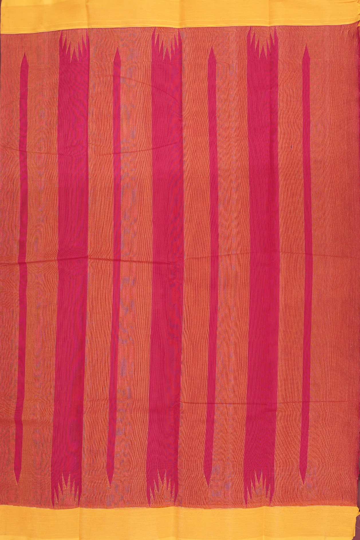 Kanchi Cotton Saree In Red With Contrast Border - Image 4