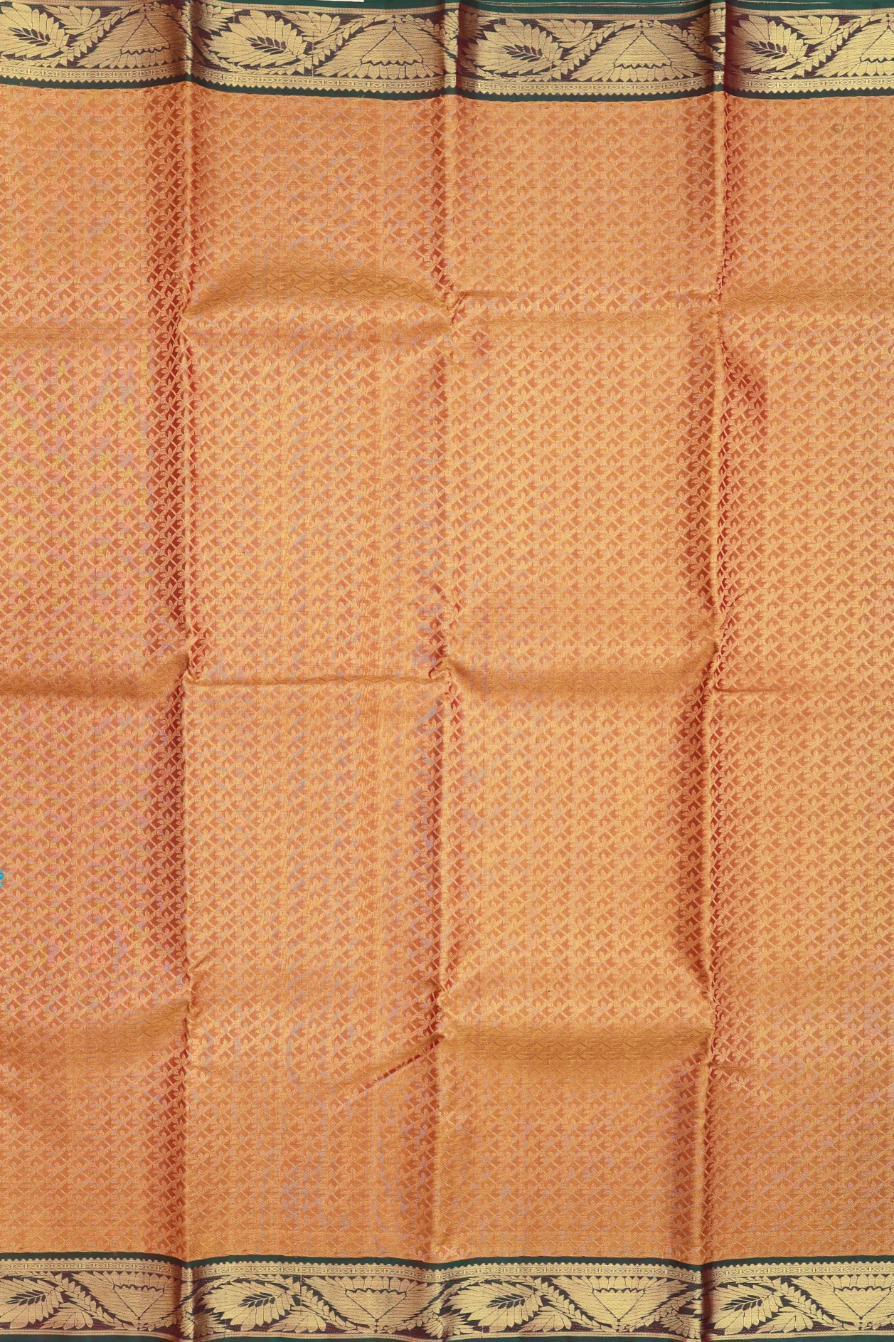 Kanchipuram Silk Saree In Brown With Brocade Design - Image 3