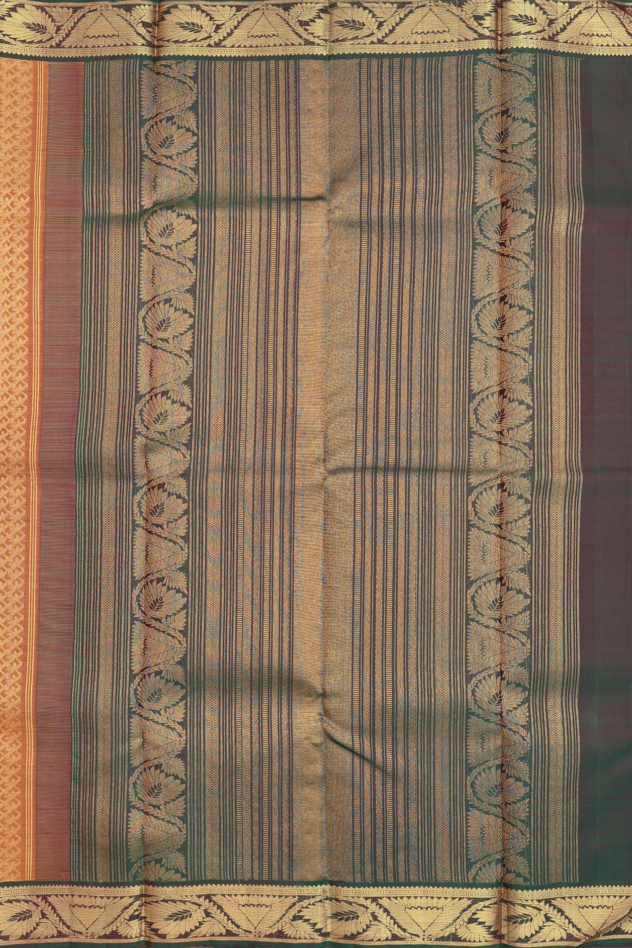 Kanchipuram Silk Saree In Brown With Brocade Design - Image 4