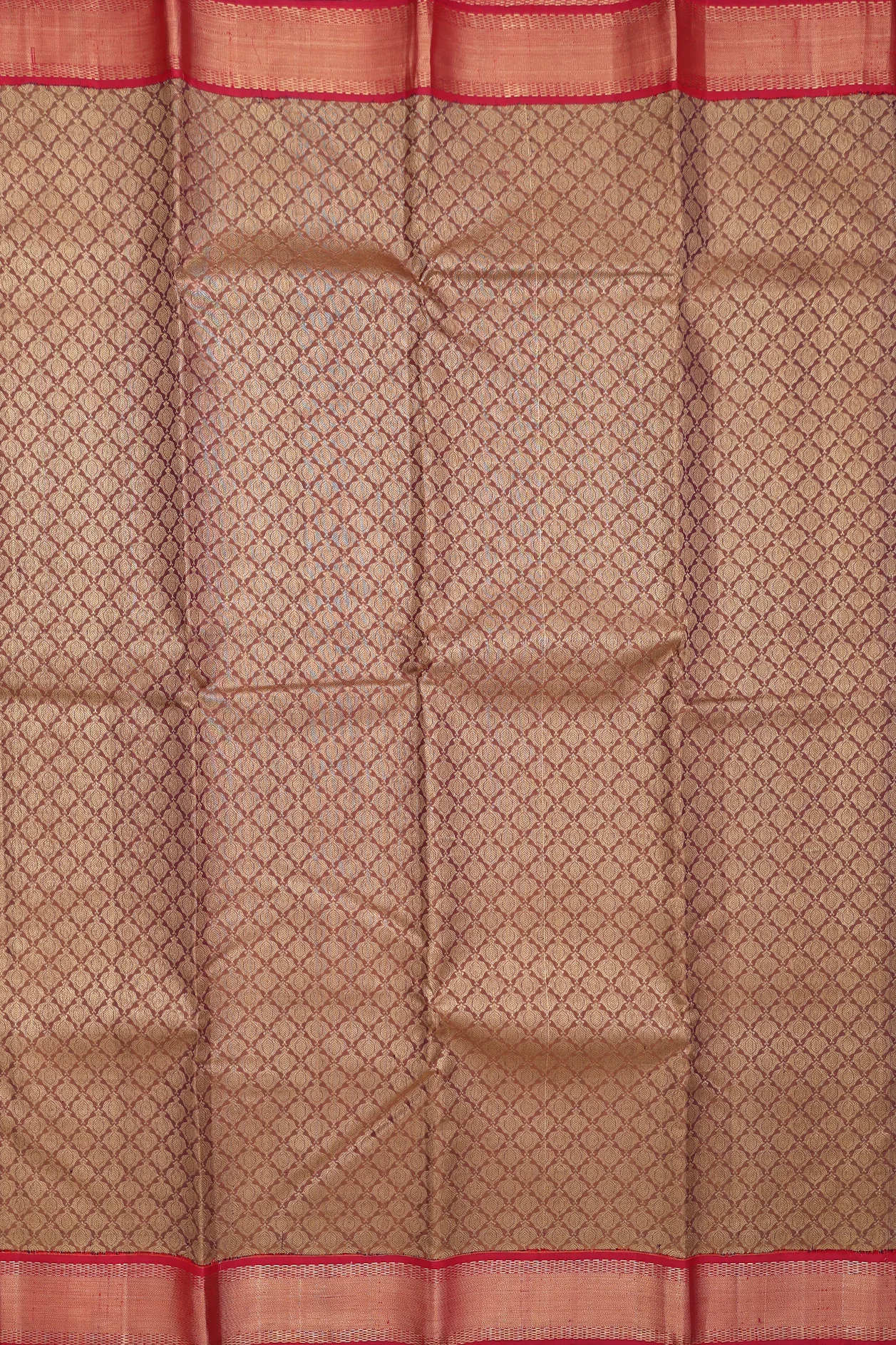 Kanchipuram Silk Saree In Brown With Brocade Design - Image 3