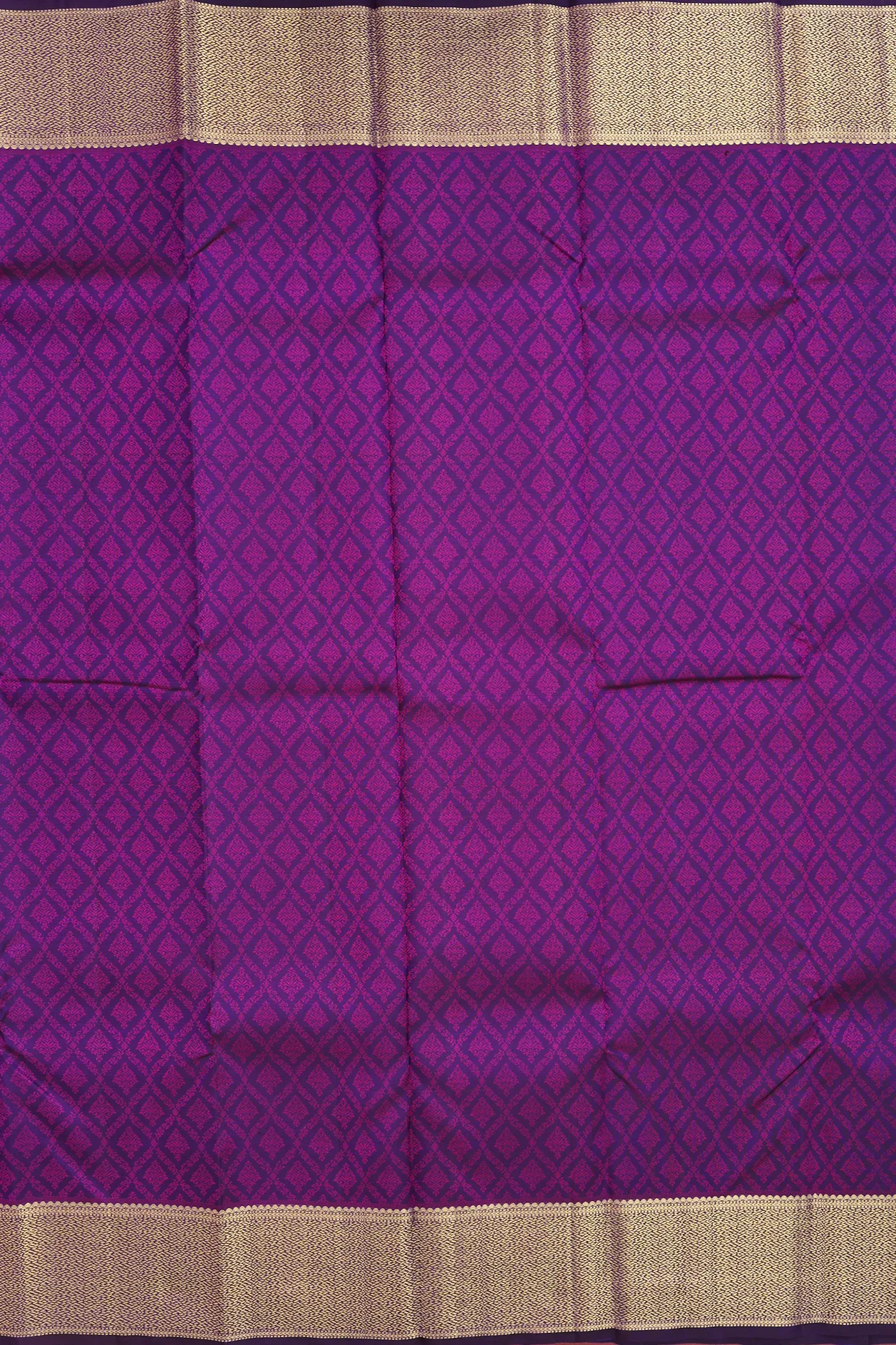Kanchipuram Silk Saree In Deep Purple With Jacquard Pattern - Image 3