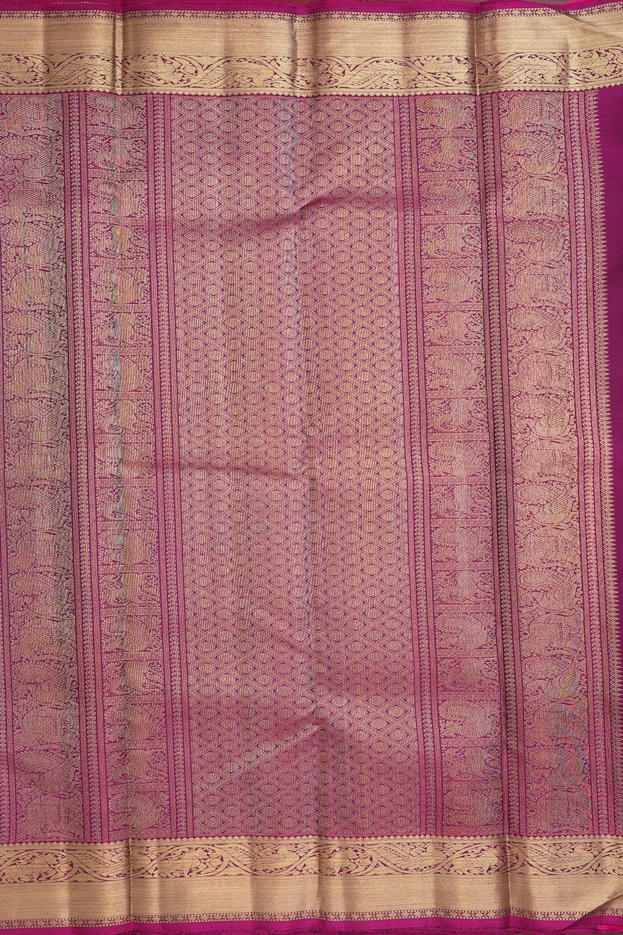 Kanchipuram Silk Saree In Green With Jacquard Pattern - Image 4