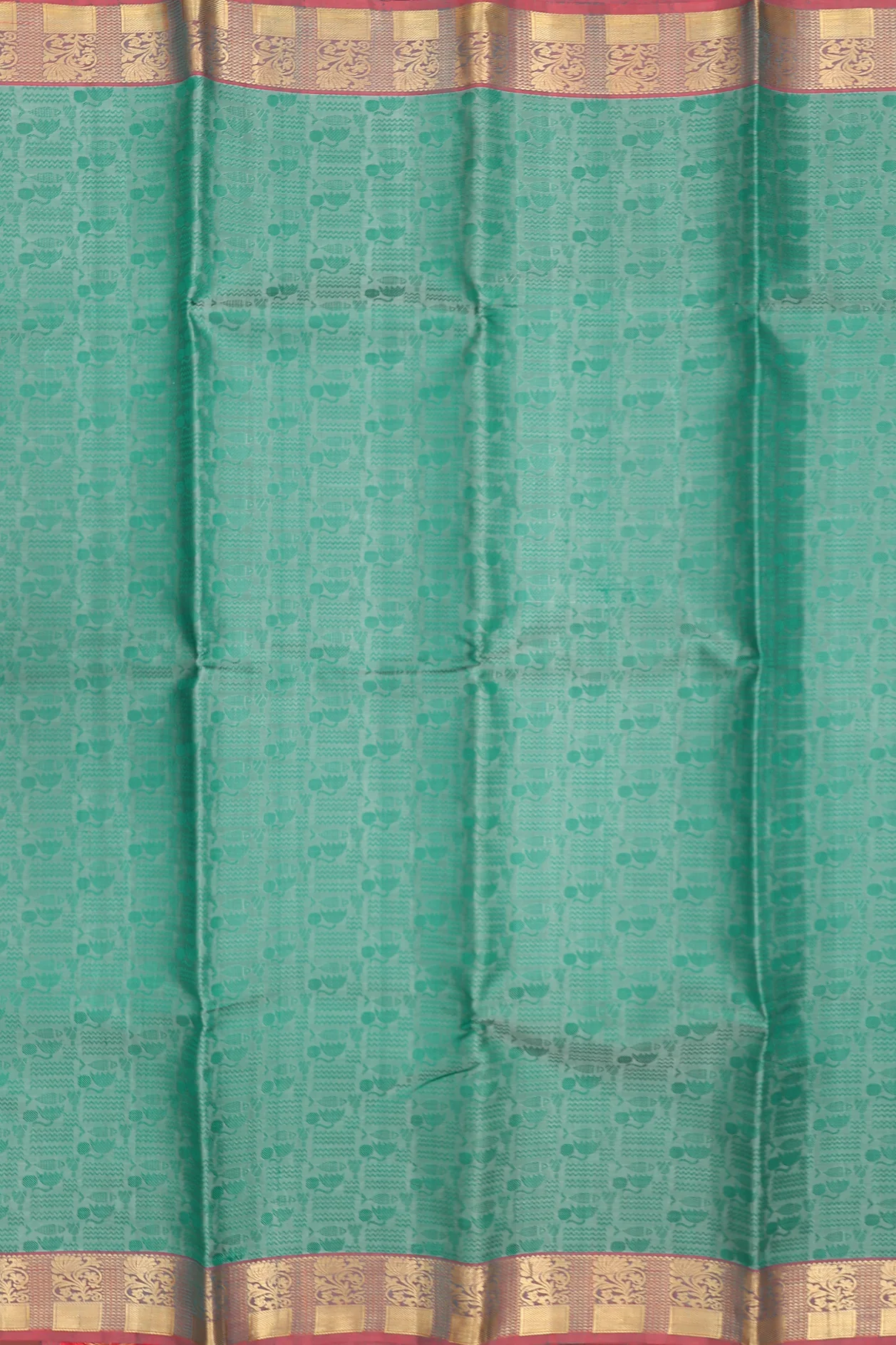 Kanchipuram Silk Saree In Green With Jacquard Pattern - Image 3