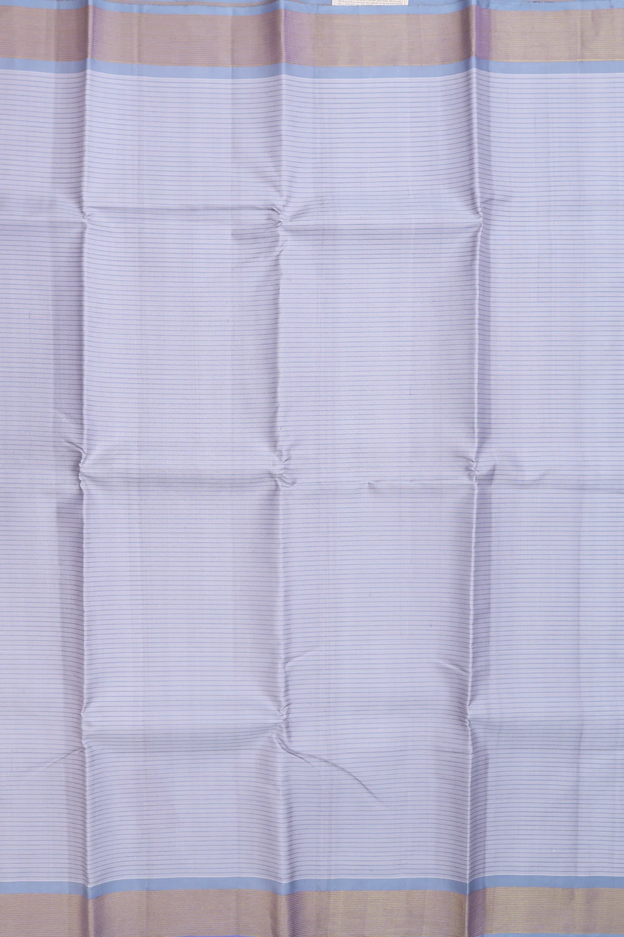 Kanchipuram Silk Saree In Grey With Stripes Design - Image 3