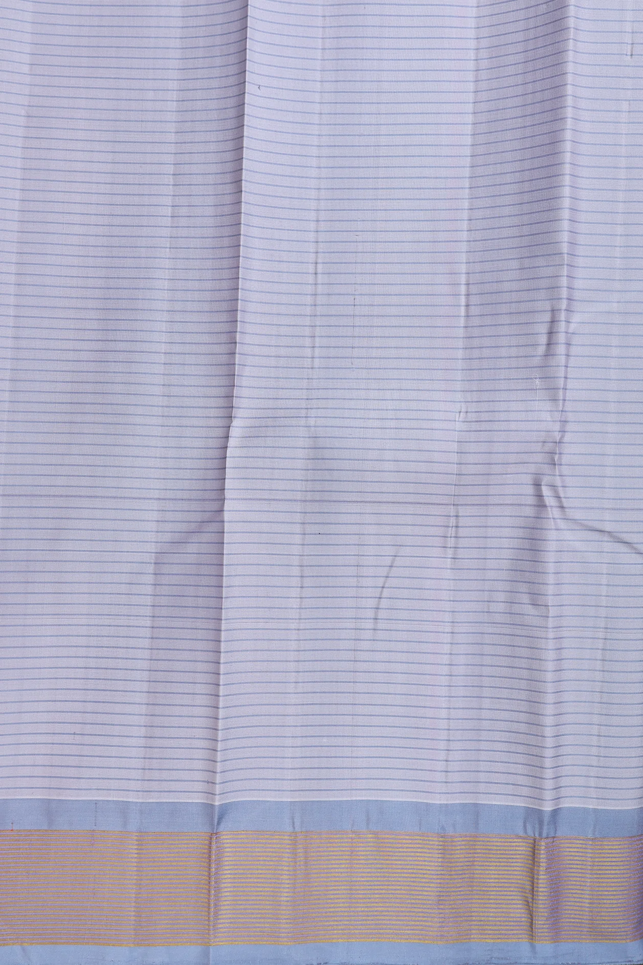 Kanchipuram Silk Saree In Grey With Stripes Design - Image 5