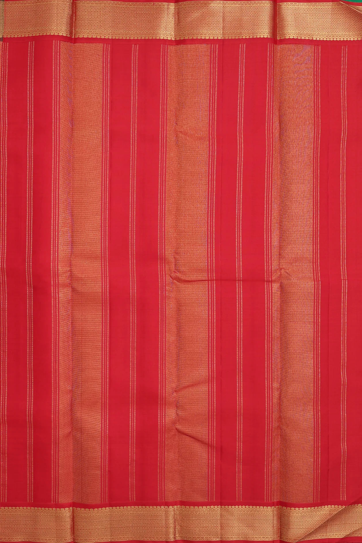 Kanchipuram Silk Saree In Honey Yellow With Checks Design - Image 4