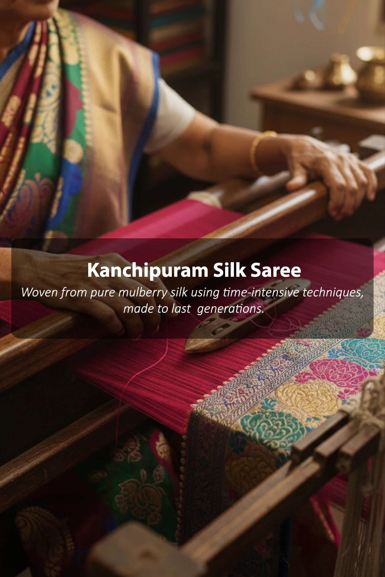 Kanchipuram Silk Saree In Green With Jacquard Pattern - Image 6