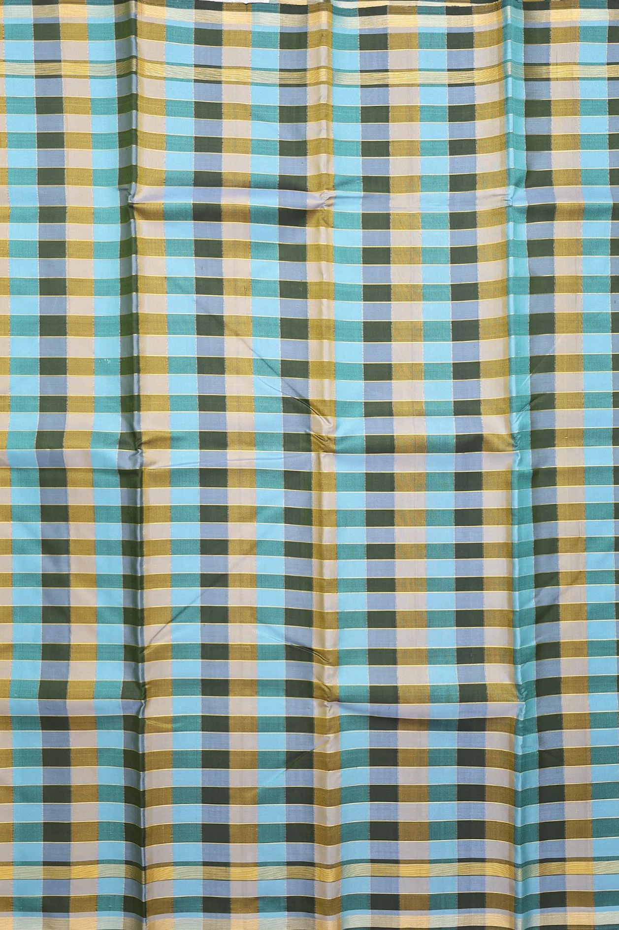 Kanchipuram Silk Saree In Multicolor With Checks Design - Image 3