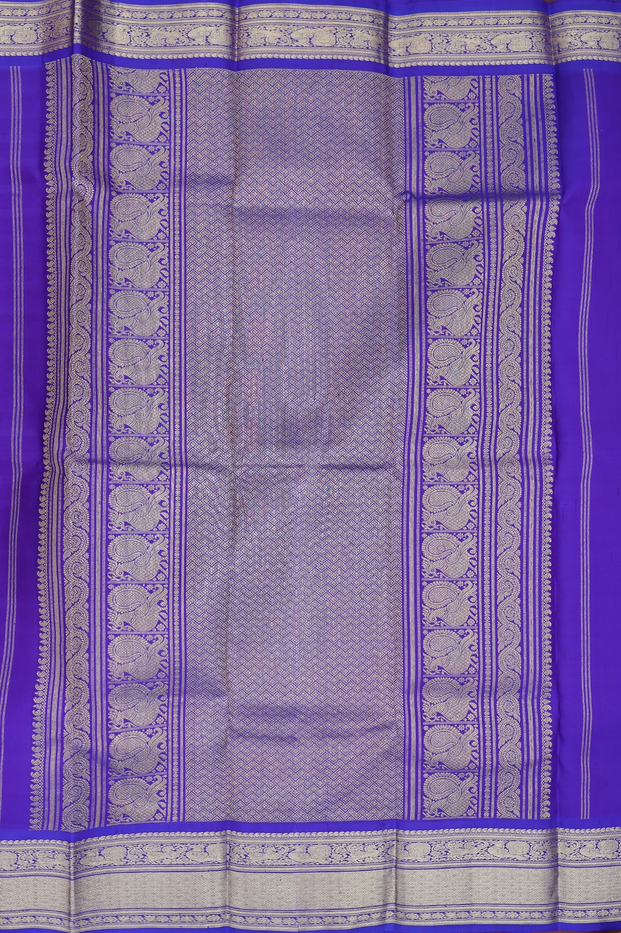 Kanchipuram Silk Saree In Multicolor With Checks Design - Image 4