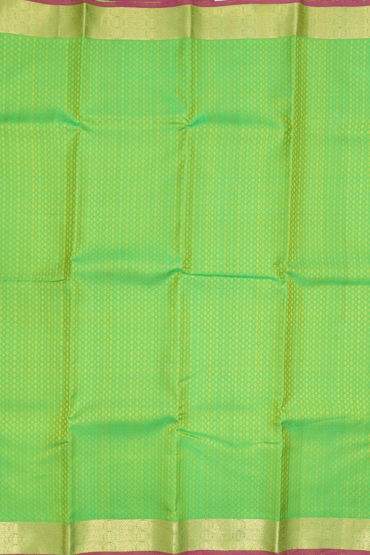 Kanchipuram Silk Saree In Parrot Green With Jacquard Pattern - Image 3