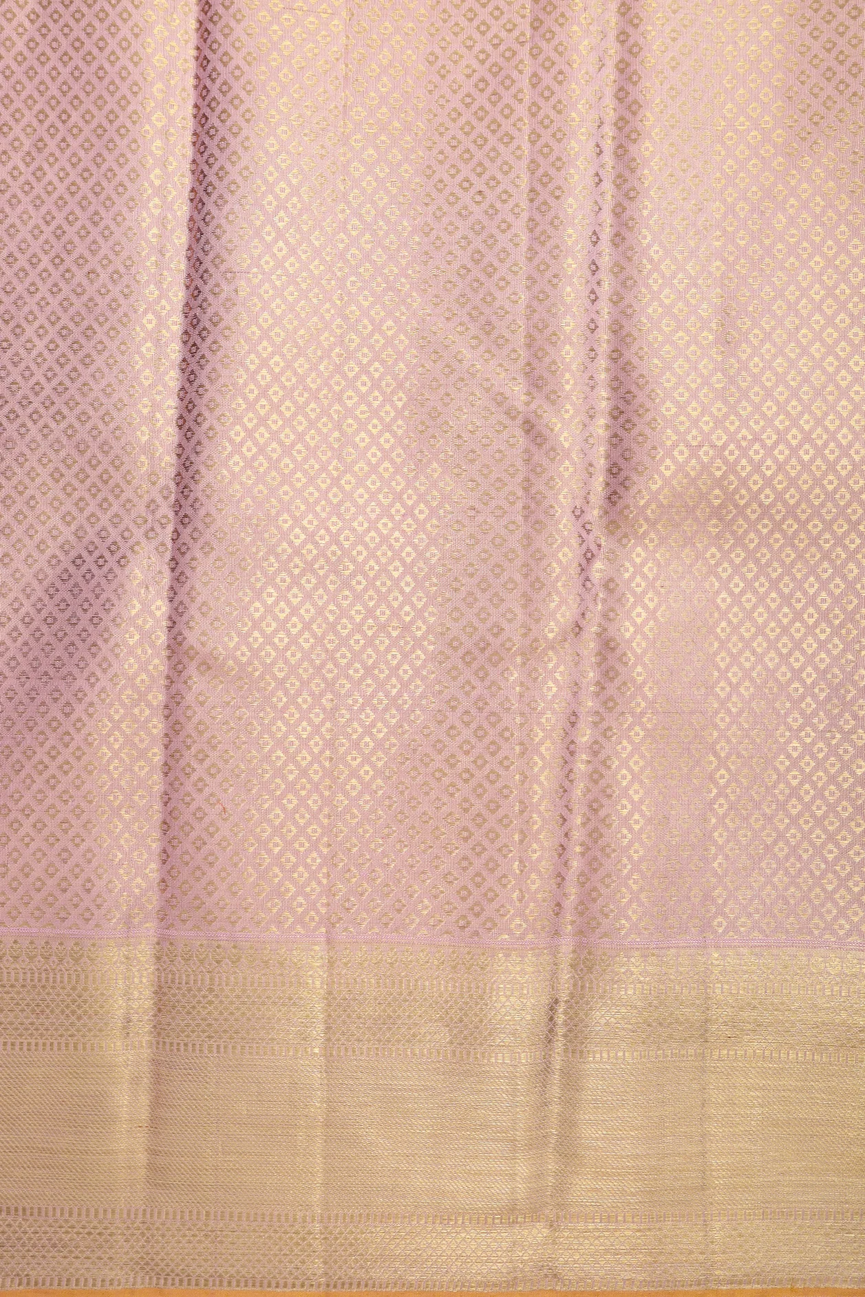 Kanchipuram Silk Saree In Peach Pink With Floral Design - Image 5