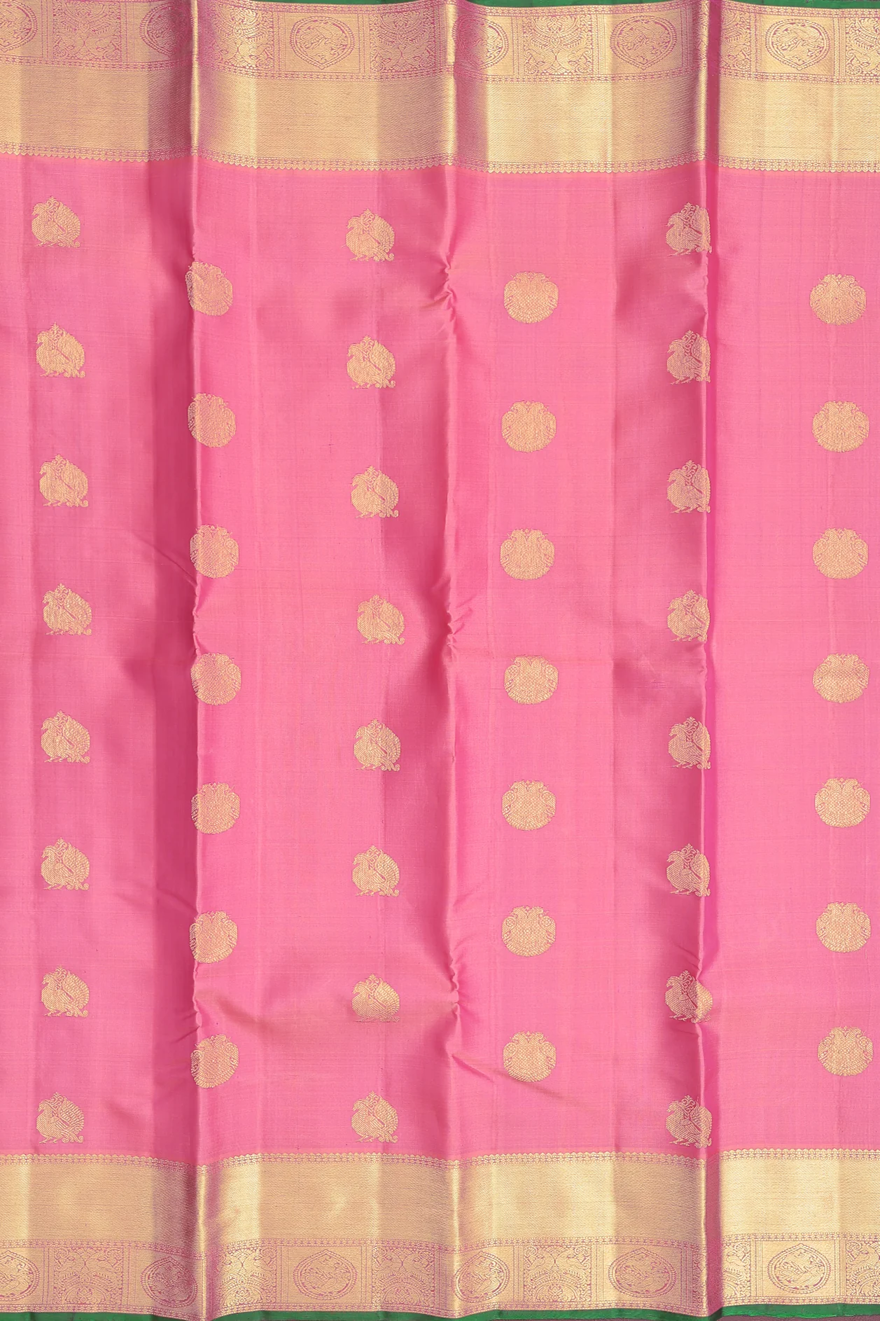 Kanchipuram Silk Saree In Pink With Iruthalai Pakshi Motifs - Image 3