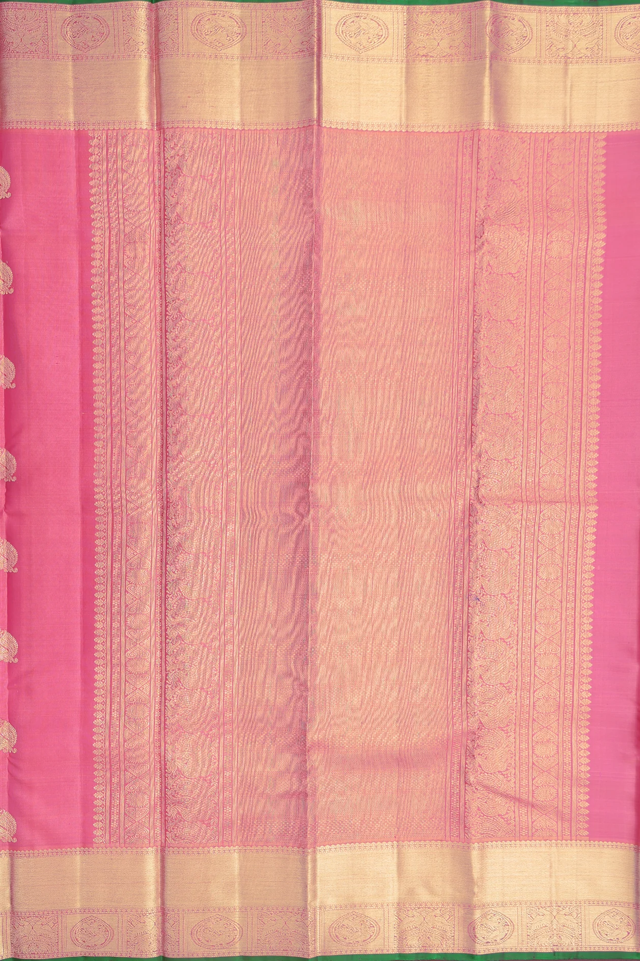 Kanchipuram Silk Saree In Pink With Iruthalai Pakshi Motifs - Image 4