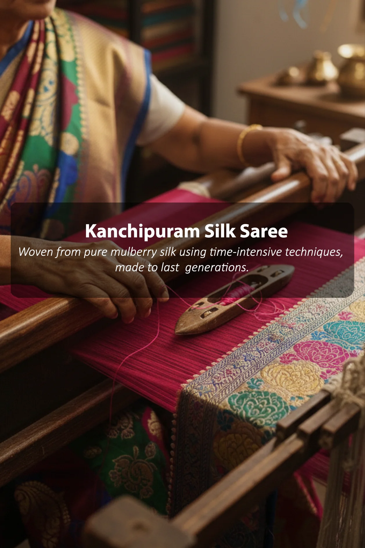 Kanchipuram Silk Saree In Navy Blue With Zari Buttas - Image 6