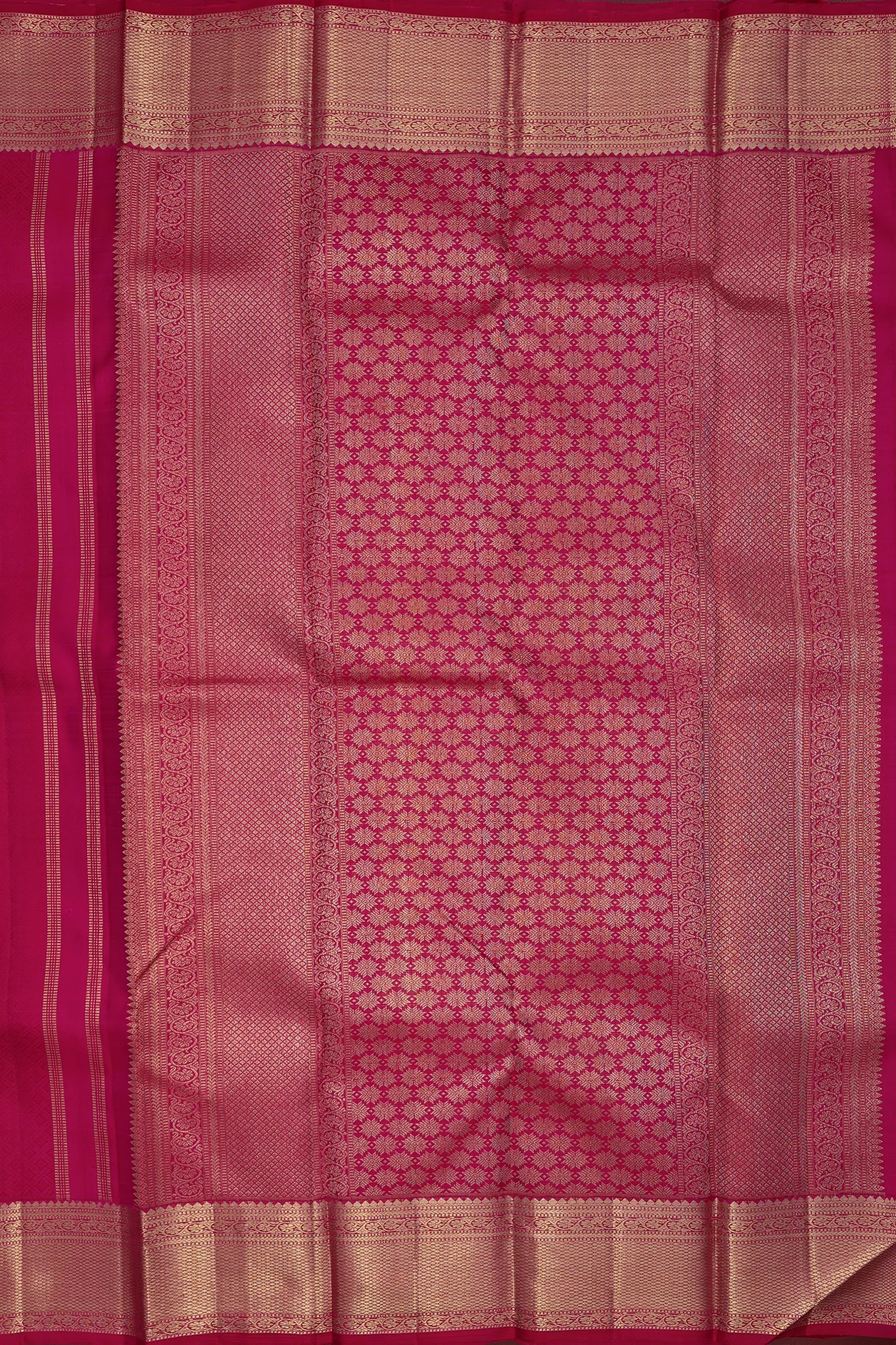 Kanchipuram Silk Saree In Rose Red With Jacquard Pattern - Image 4