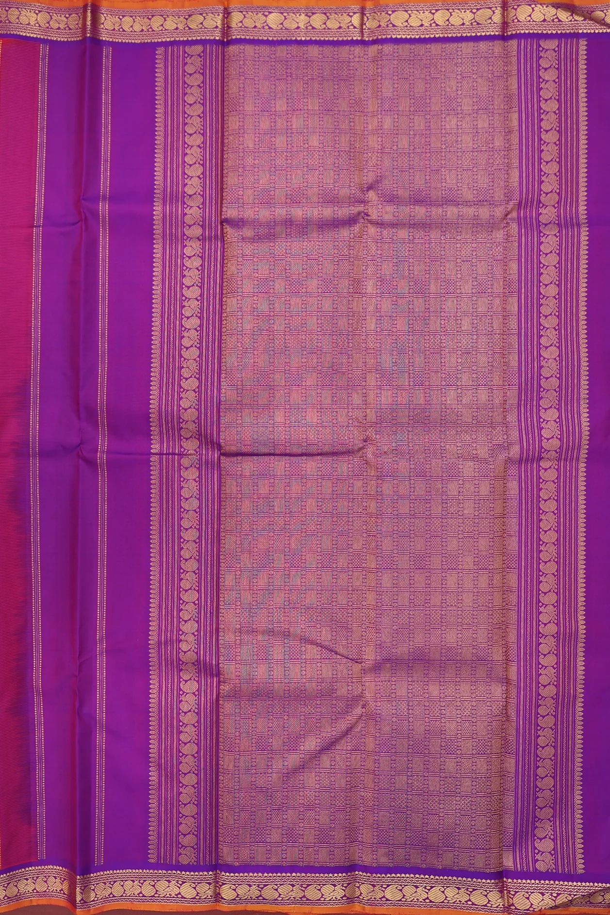 Kanchipuram Silk Saree In Rani Pink With Paisley Buttas - Image 4