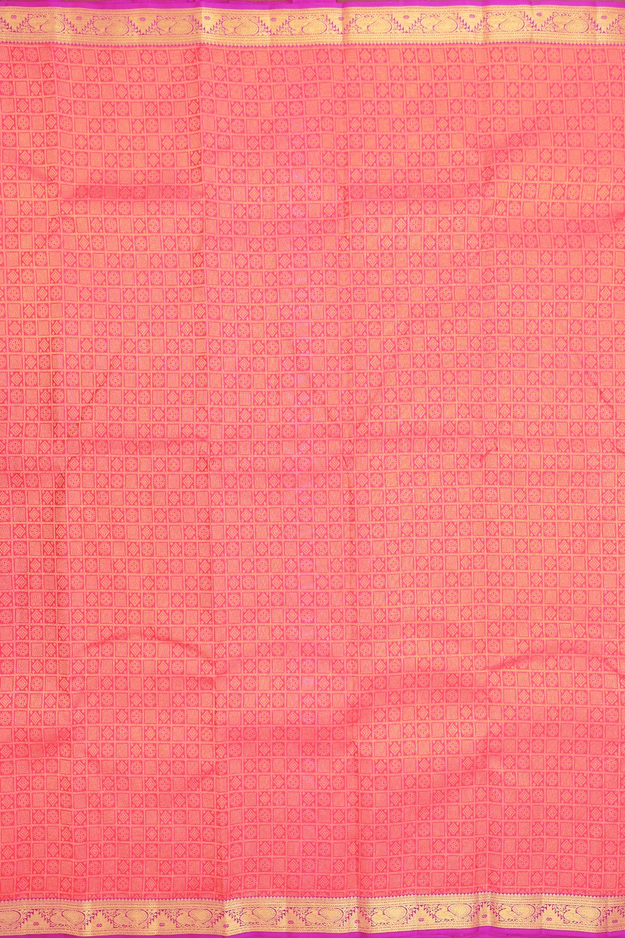 Kanchipuram Silk Saree In Red With Brocade Design - Image 3