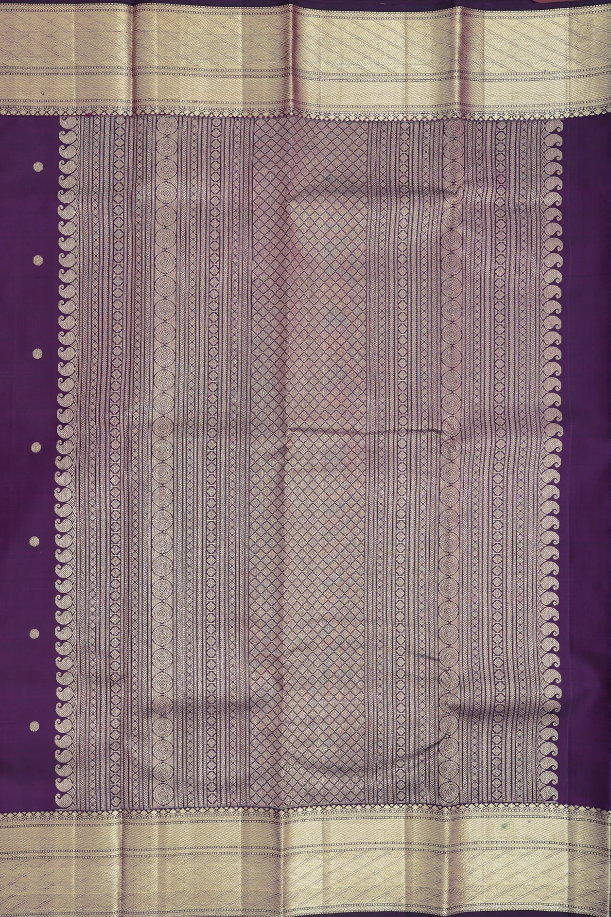 Kanchipuram Silk Saree In Regal Purple With Peacock Motifs - Image 4