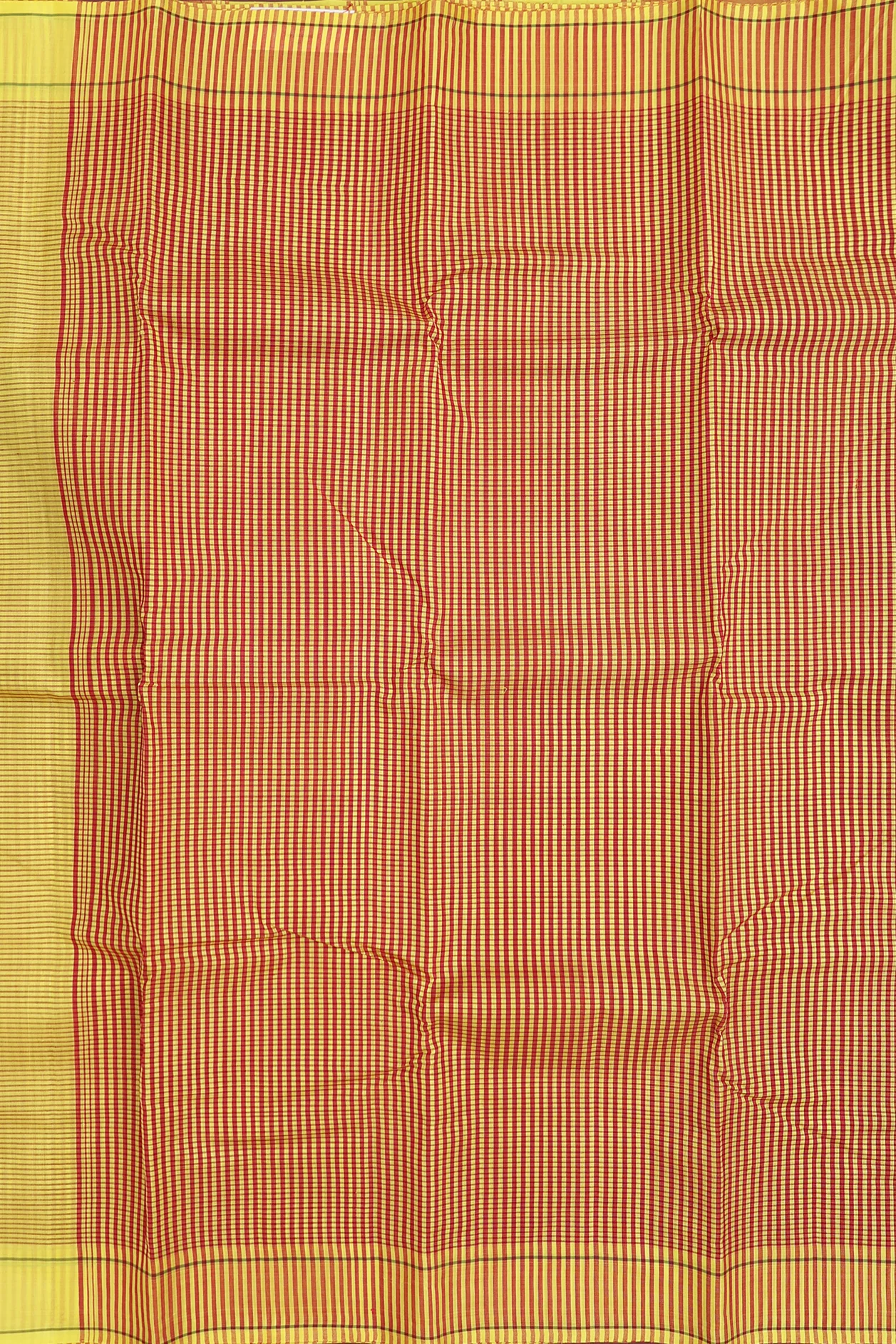 Koorainadu Silk Cotton Saree In Red And Yellow With Checks - Image 3