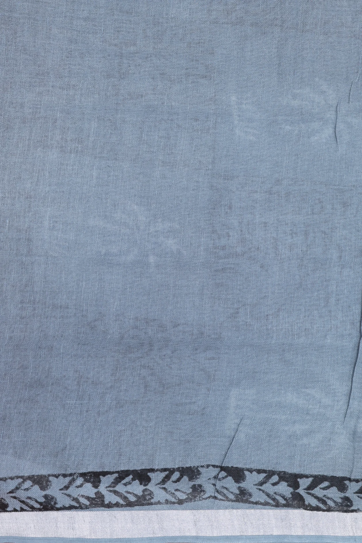 Linen Saree In Grey With Tree Motifs - Image 5