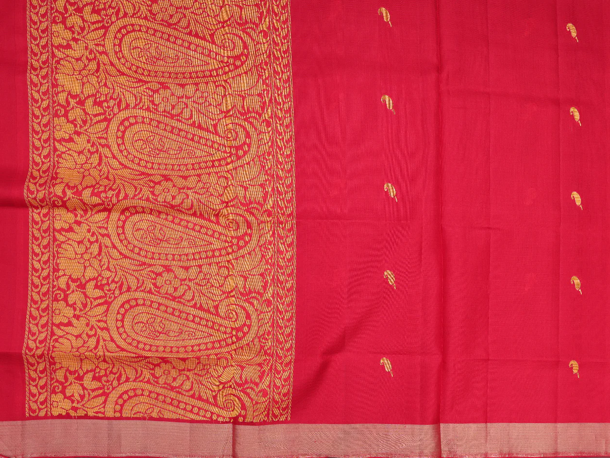 Paisley Buttas Chilli Red Silk Unstitched Salwar Material - Image 4