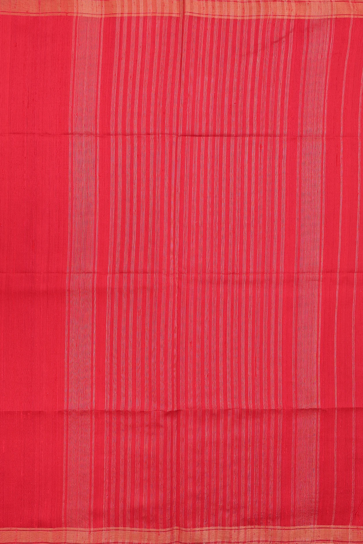 Raw Silk Saree In Plain Chilli Red With Bavanchi Border - Image 4