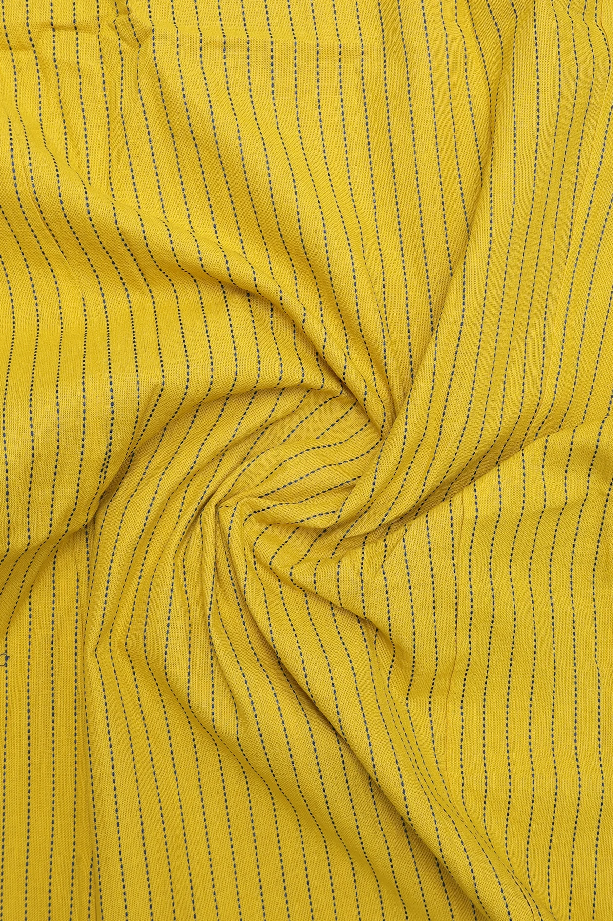 Round Neck Stripes Design Yellow Dobby Cotton Long Kurta - Image 3