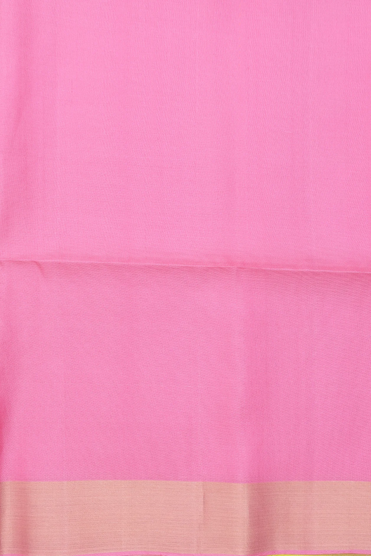 Soft Silk Saree In Lime Yellow With Zari Motifs - Image 5