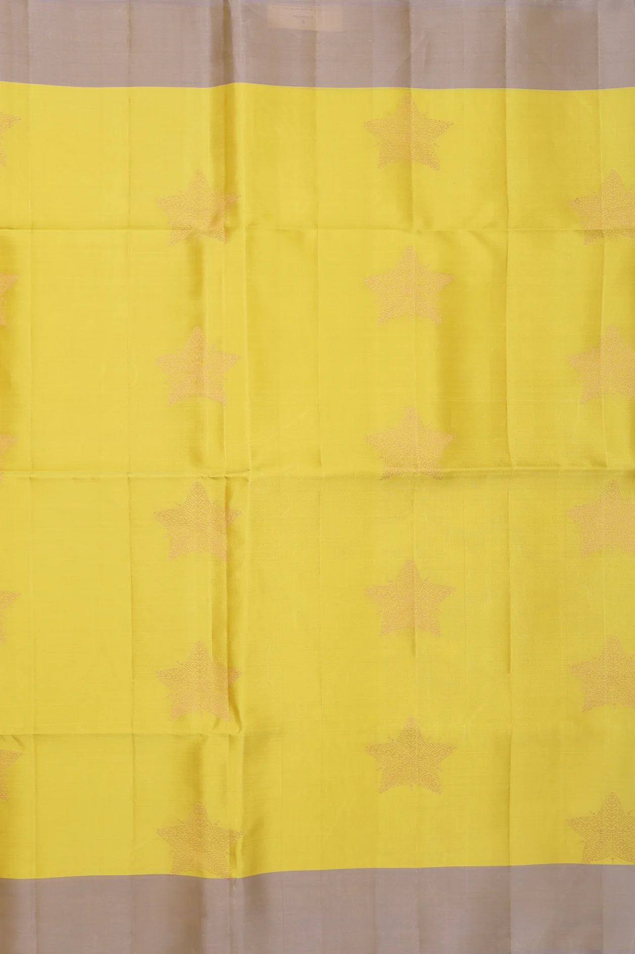Soft Silk Saree In Sunflower Yellow With Star Motifs - Image 3
