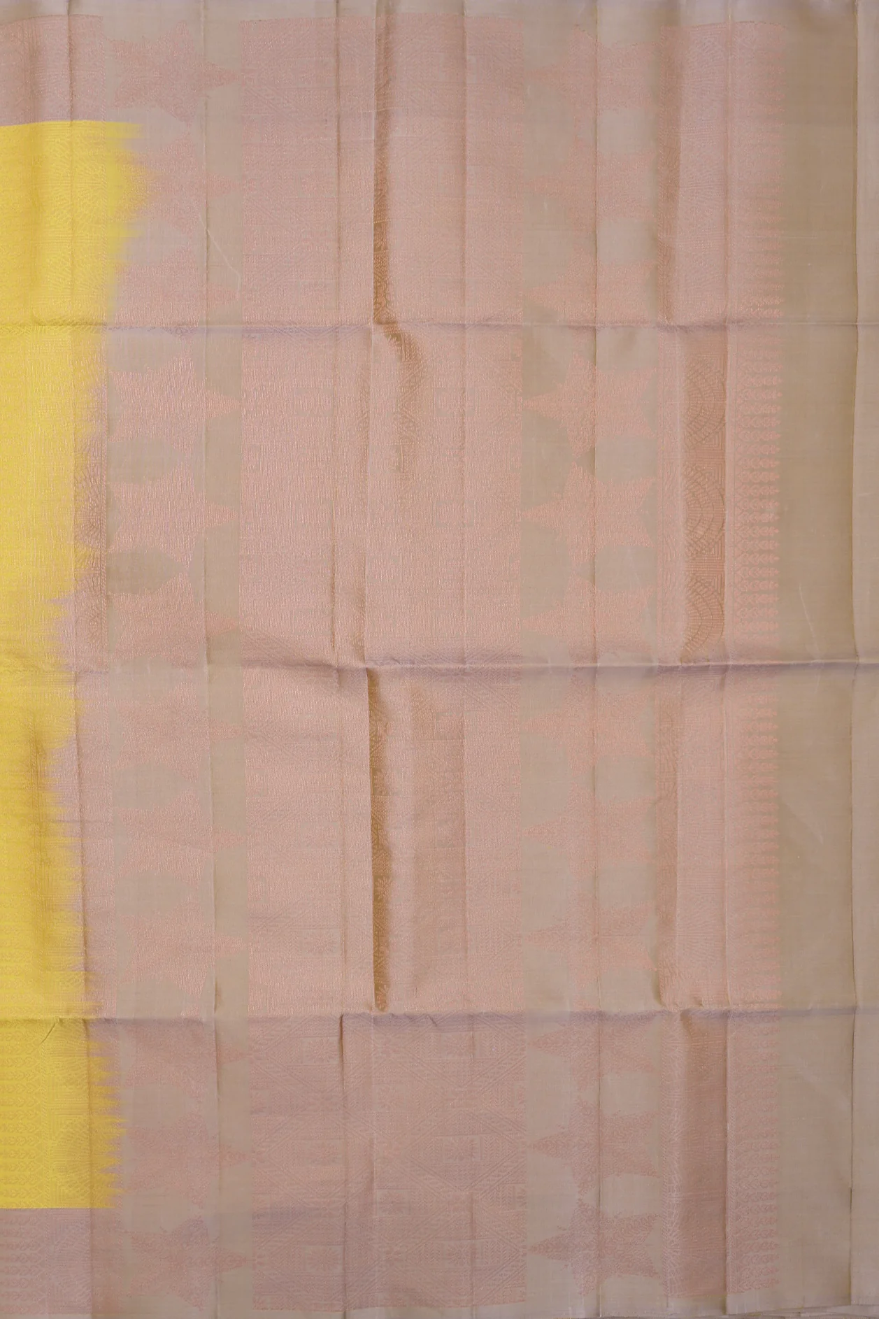 Soft Silk Saree In Sunflower Yellow With Star Motifs - Image 4