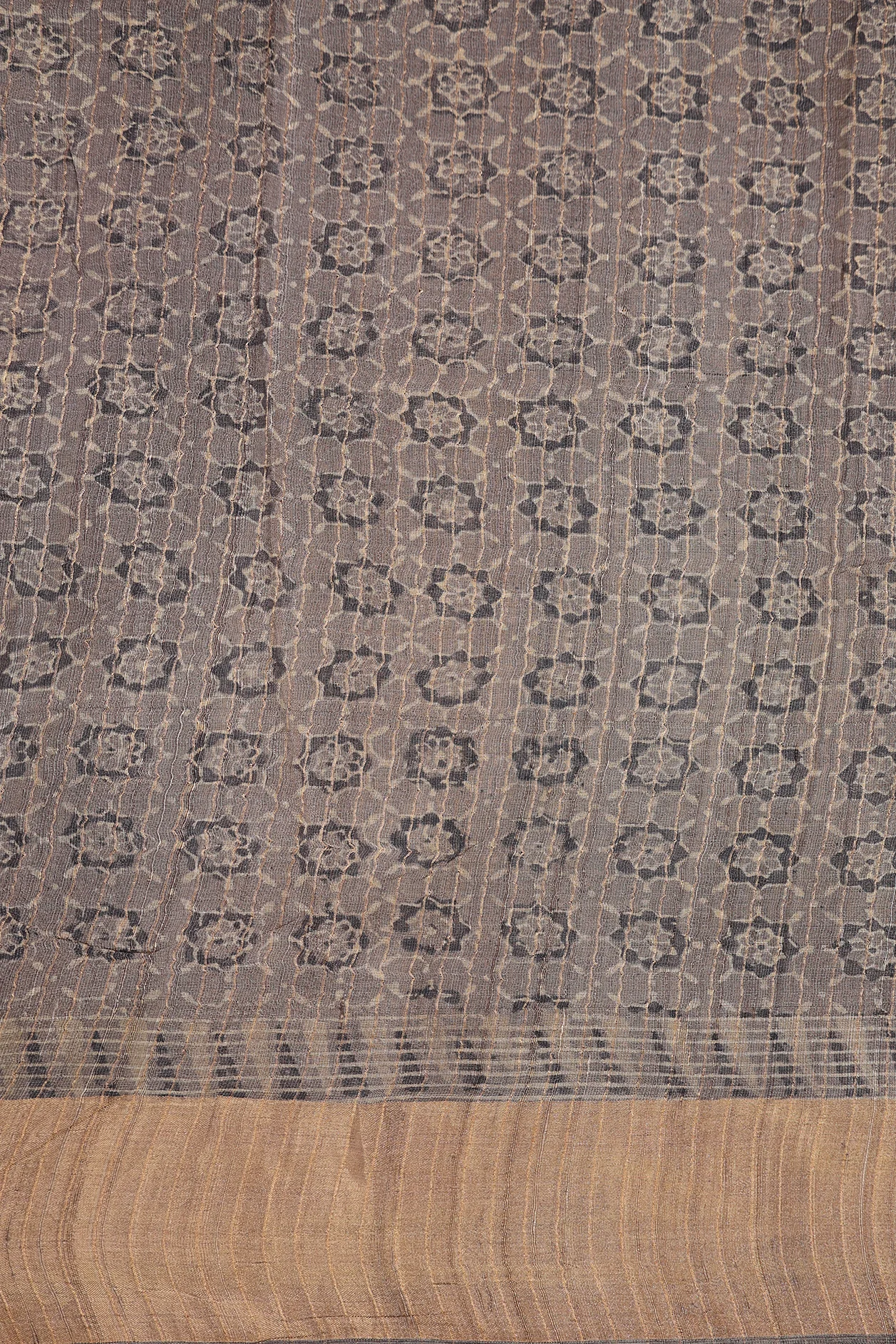 Tussar Silk Saree In Brown With Printed Design - Image 5