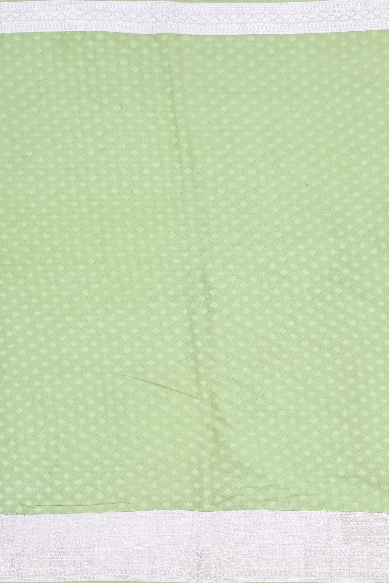 Tussar Silk Saree In Pastel Green With Threadwork Buttas - Image 3