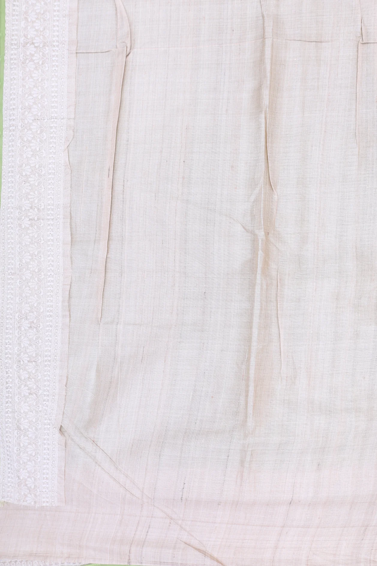 Tussar Silk Saree In Pastel Green With Threadwork Buttas - Image 5