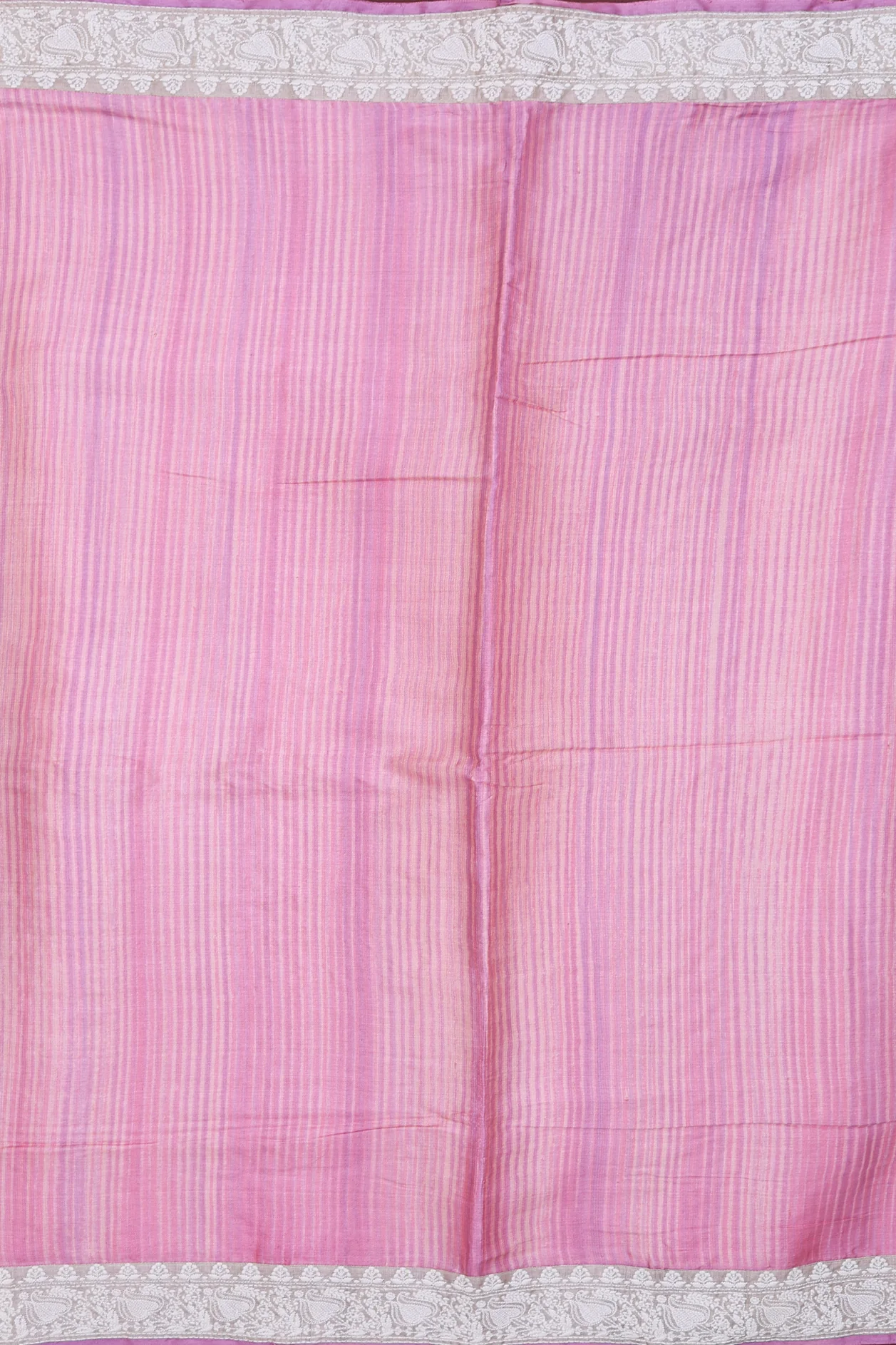 Tussar Silk Saree In Pink With Stripes Design - Image 3