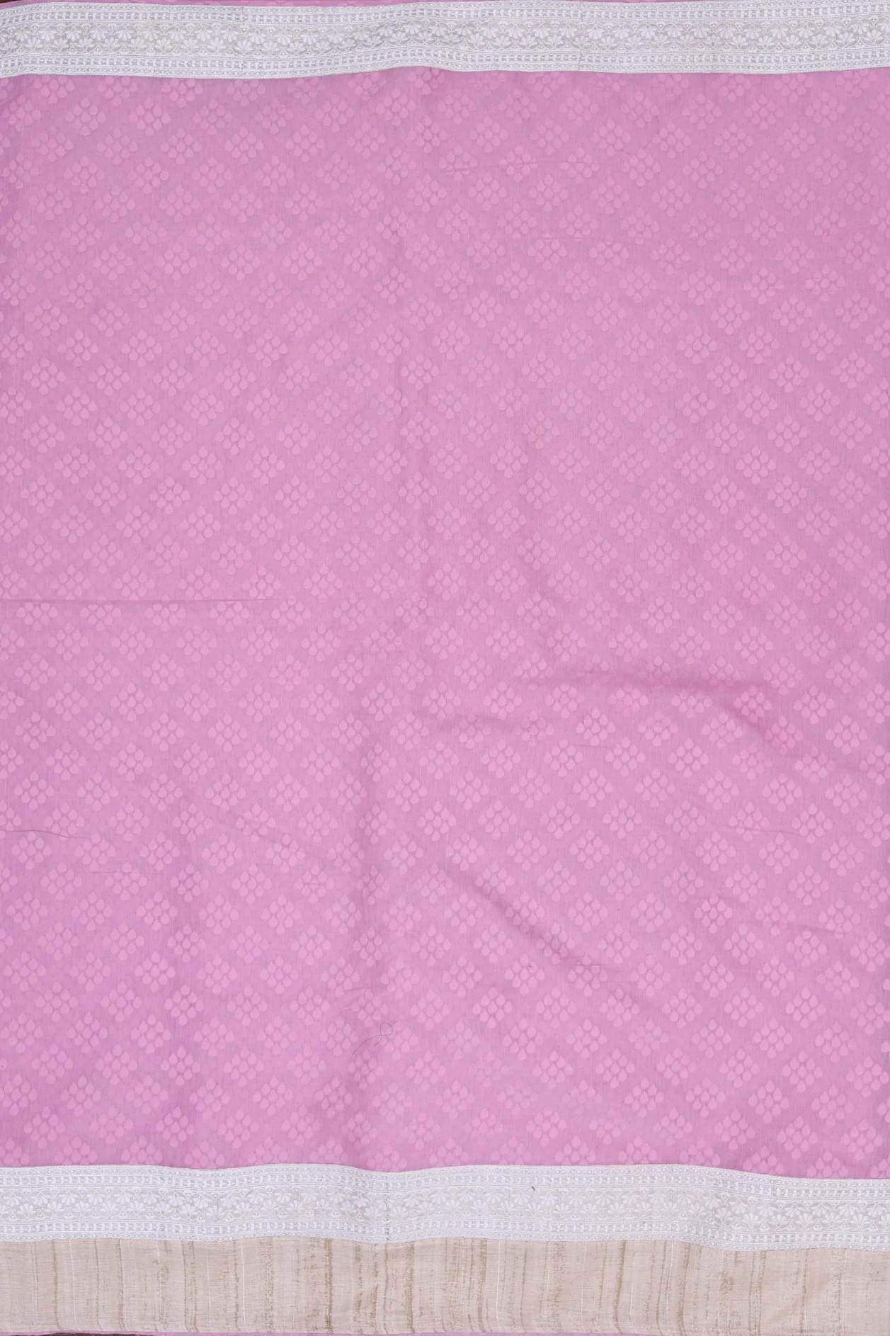 Tussar Silk Saree In Pink With Threadwork Design - Image 3