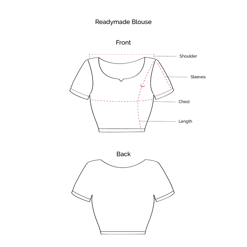 V-Neck Plain Green Semi Silk Readymade Blouse - Image 4