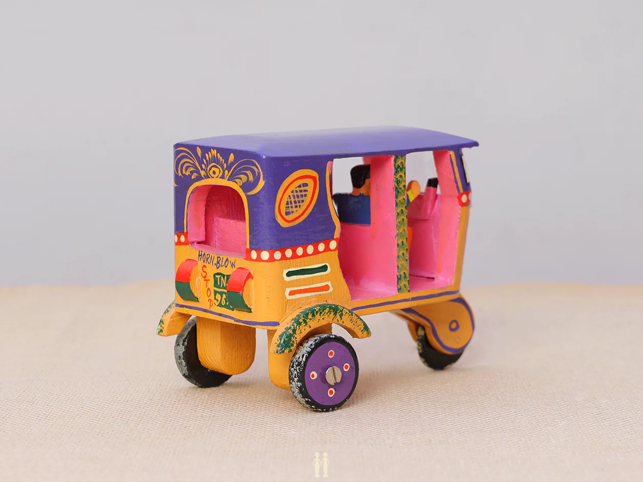 Wooden Handicraft Multicolor Miniature Auto - Image 3