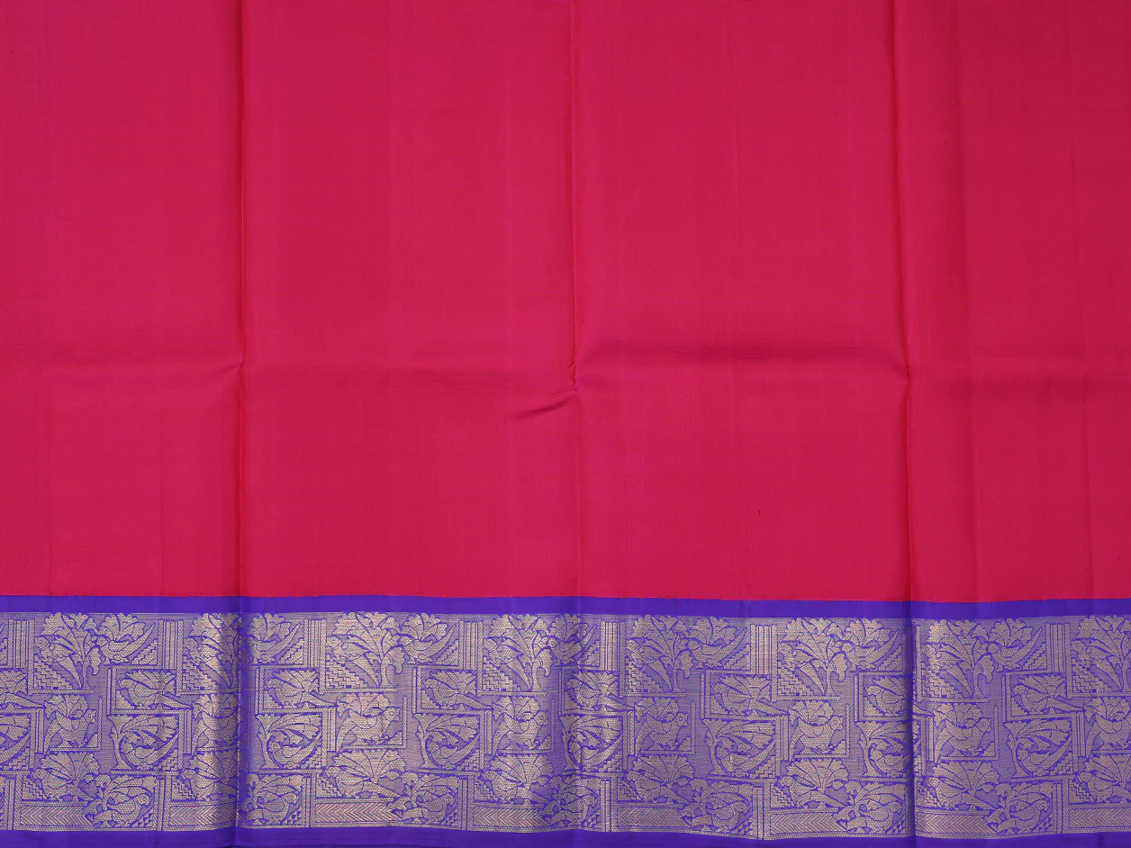 Zari Border Rani Pink Kanchipuram Pavadai Sattai Material - Image 3