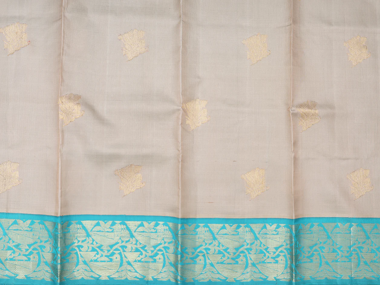 Zari Motifs Pastel Brown Kanchipuram Pavadai Sattai Material - Image 3
